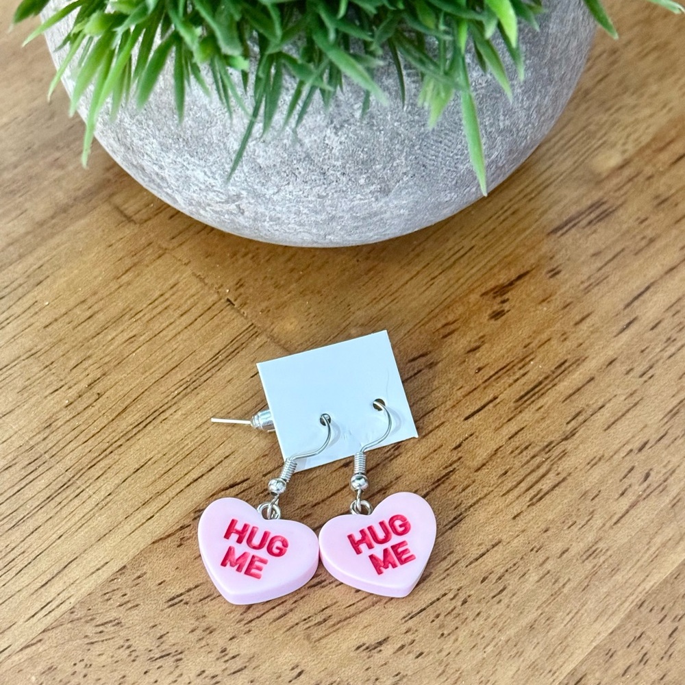 Pink valentines  Heart 'Hug Me' Earrings